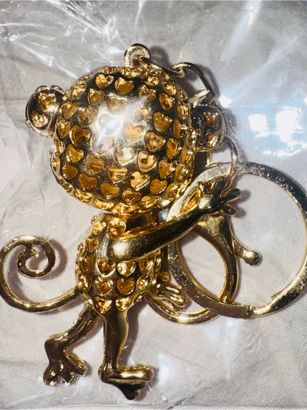 Unbranded Crystal Rhinestone Monkey Keychain Charm Bagcharm- Gold-tone NEW - Picture 5 of 5